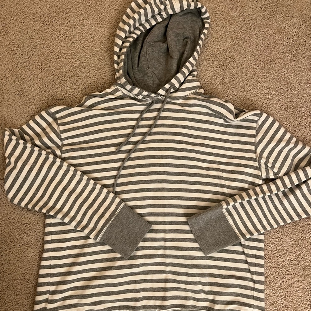 Pure Barre/ Vimmia Gray and White Striped Workout Sweatshirt